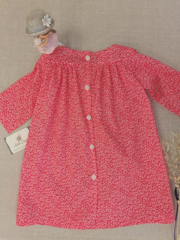 La Toile de Rose robe rose bi matière tissage artisanal et popeline dos