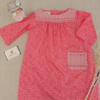 La Toile de Rose robe rose bi matière tissage artisanal et popeline